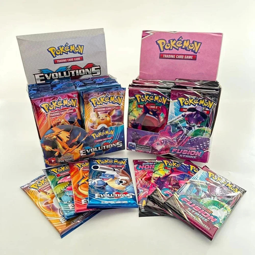 Coleção aleatória de 4 pacotes de cartas Pokémon – Conjunto de Mega Energia GX Tag Team VMAX EX