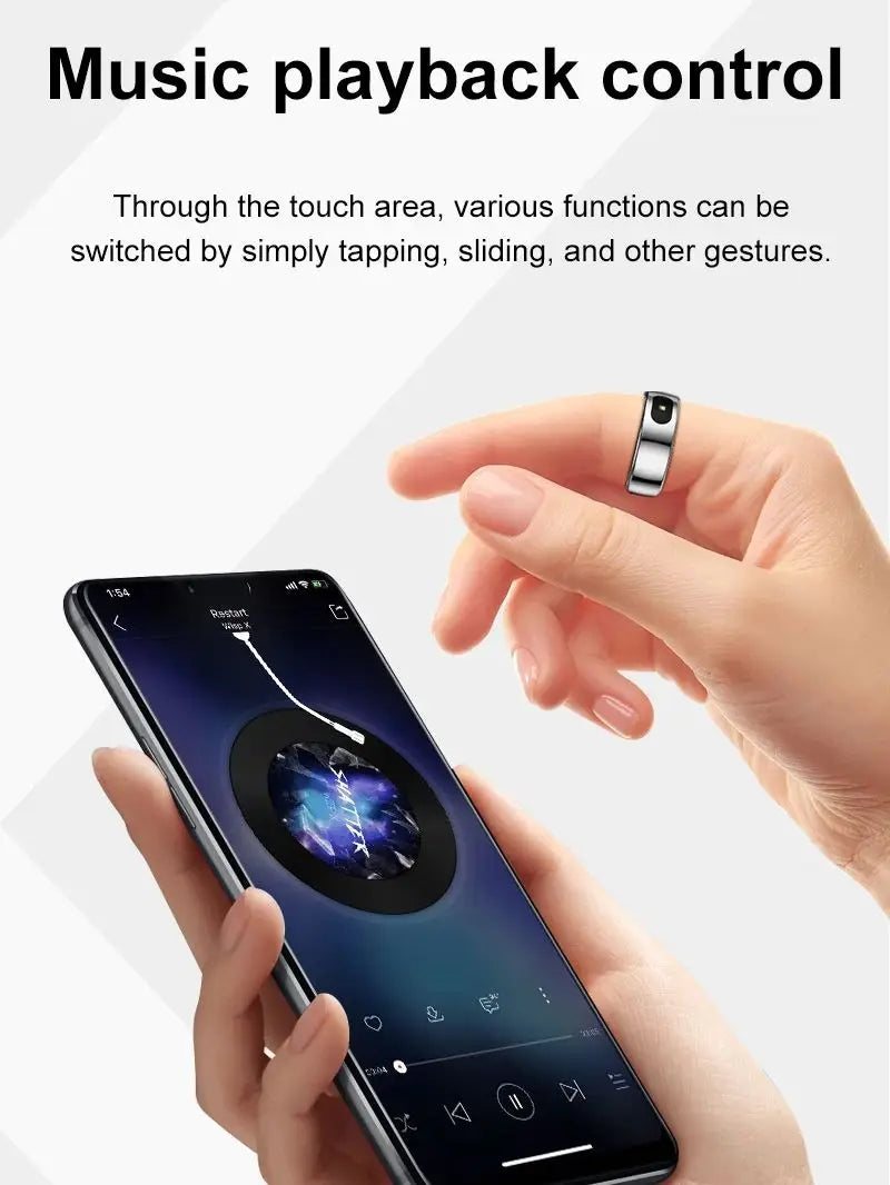 New R08 Smart Ring With Charging Case Smart Touch Screen Health Monitor Sports Fitness Tracker IP68 5ATM Waterproof Smart Ring