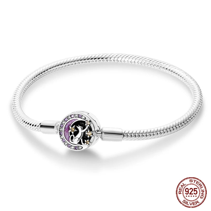 Silver Star Moon Clover Bracelet – DIY Charm Birthday Jewelry