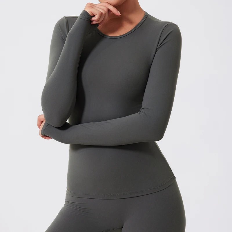 Women's Long Sleeve Athletic Shirt - Quick-Dry Workout Top for Yoga, Gym & Running