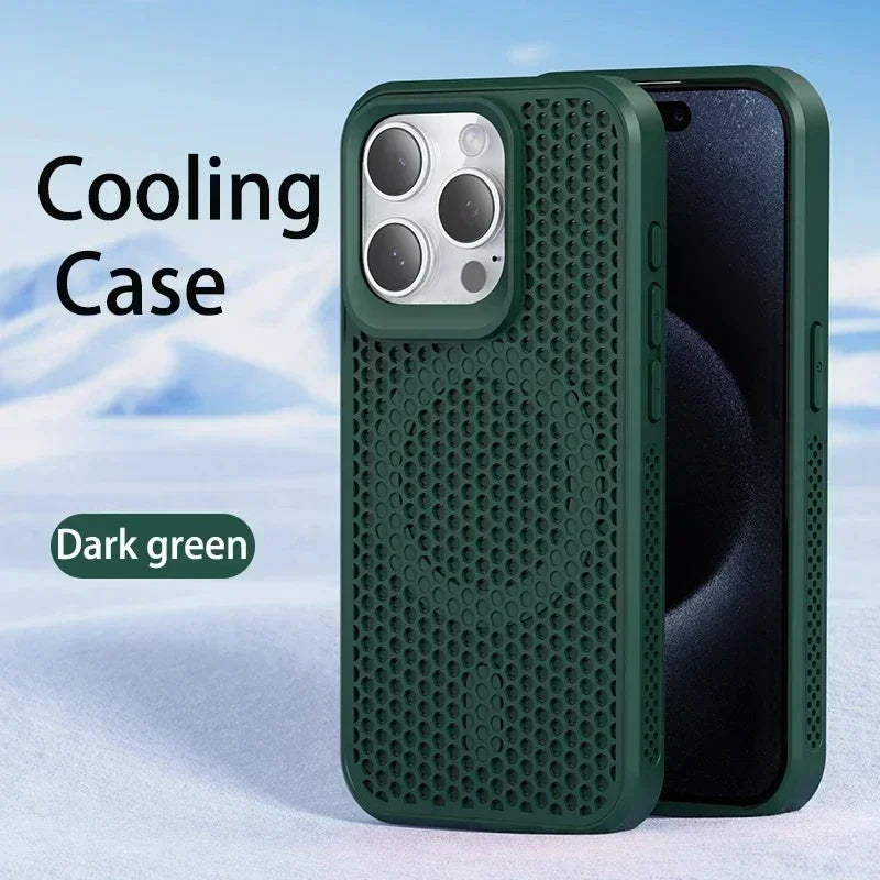 Cooling iPhone Case – Heat Dissipation Breathable Hard Cover with MagSafe for iPhone 17, 16, 15, 14, 13, 12, 11