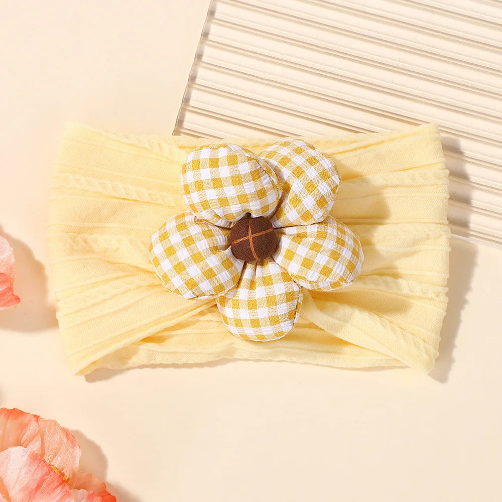 Baby Nylon Headscarf – Handmade Flower Elastic Headband for Newborns Ages 0–1