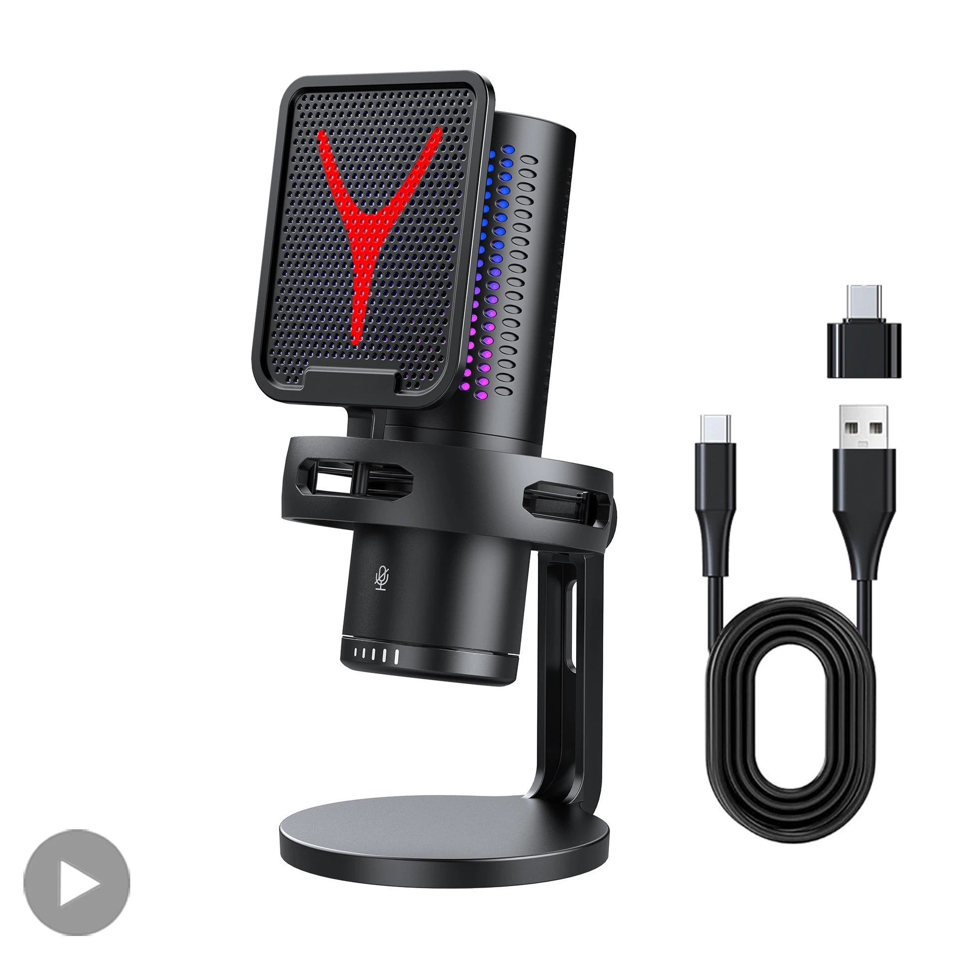 Gaming Microphone - RGB USB Condenser Mic for PC Streaming & Podcasting