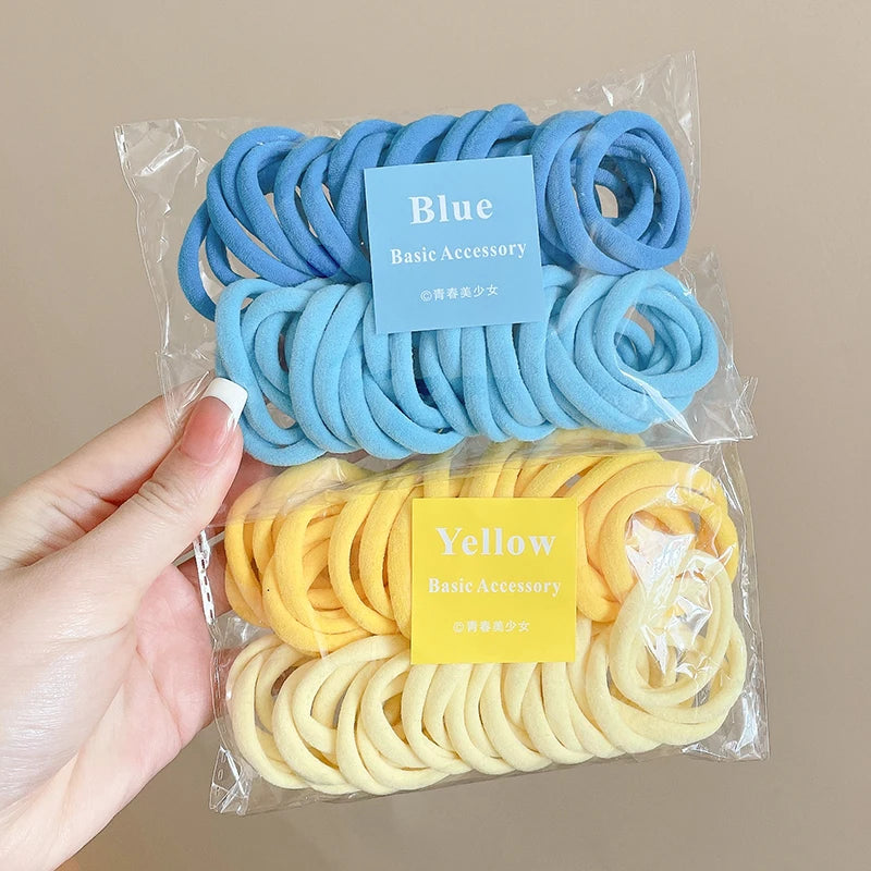 Colorful Elastic Hair Rope – Ponytail Scrunchie Set for Girls | Outdoor & Casual Wear