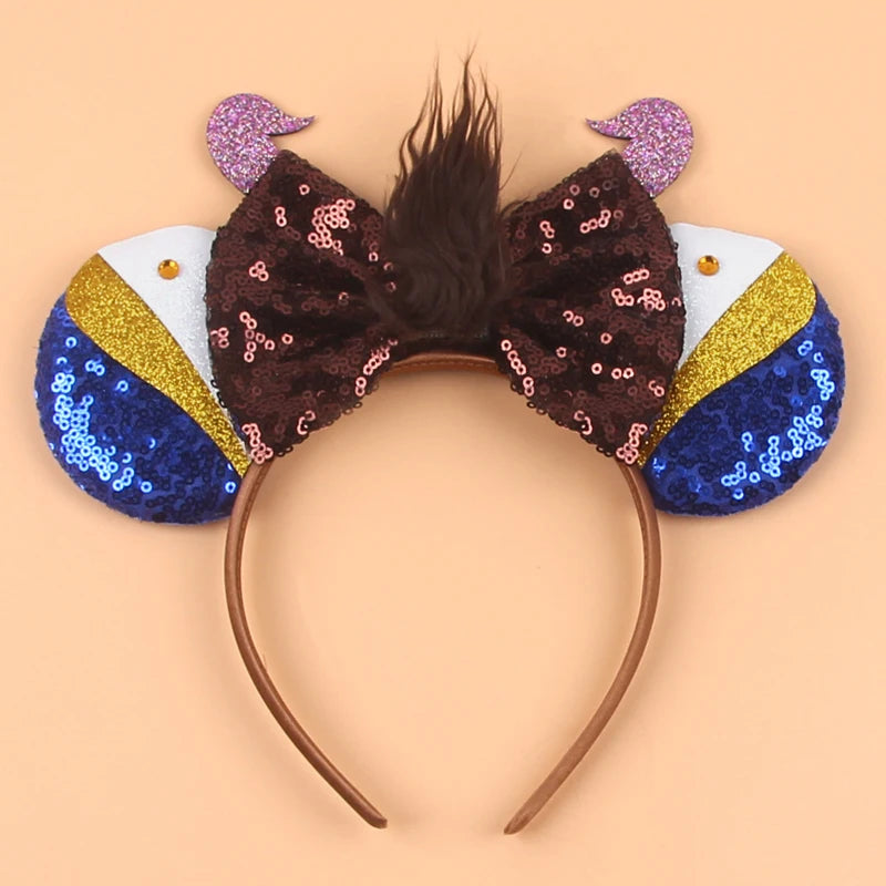 Disney Colorful Sequins Bow Headband – Rainbow Hair Accessory for Girls & Disney Fans