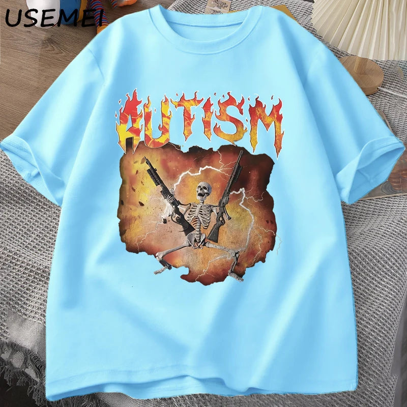 Autistic Funny Skeleton T-Shirt – Unisex Graphic Harajuku Streetwear