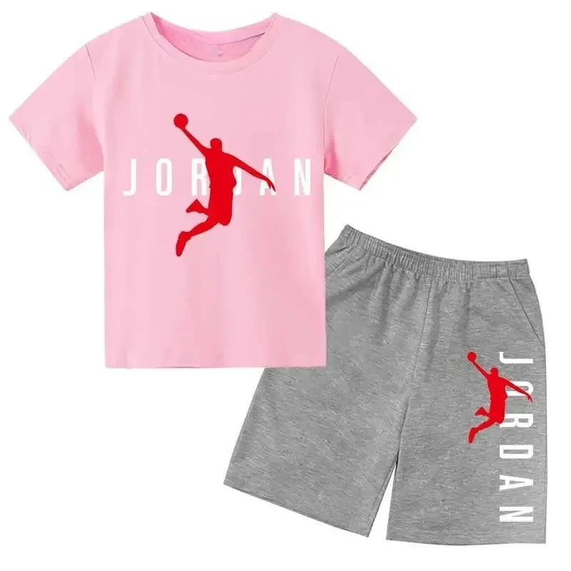 Kids Summer Outfit Set - Boys & Girls Sporty T-Shirt & Shorts (Ages 2-13)