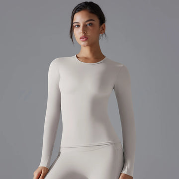Women's Long Sleeve Yoga Shirt - Dry-Fit Workout Top for Gym, Running & Fitness