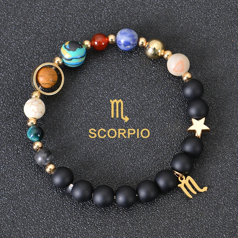 Zodiac Crystal Stone Bracelet for Women - 12 Constellation Charm Birthday Gift