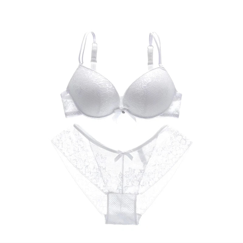 Girls Cheap Bra Set Lace Floral Lingerie Set Push Up Bra Briefs Adjusted Bra And Panty Set Sexy Backless Underwear Set