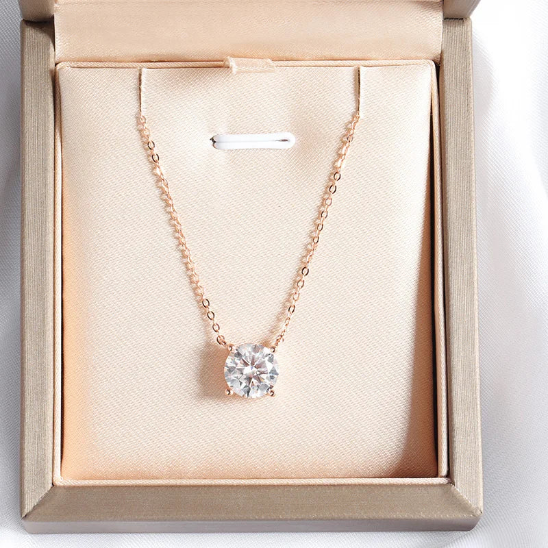 Rose Gold Moissanite Necklace – Sparkling Pendant for Women