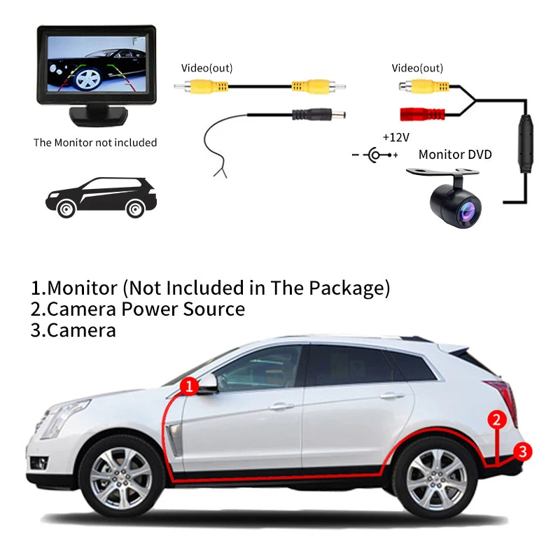 Car Backup Camera - Waterproof HD Night Vision Rear View Parking Camera with Guide Lines