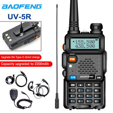 Baofeng UV-5R Two-Way Radio - Dual Band VHF/UHF Ham Radio with USB Charging
