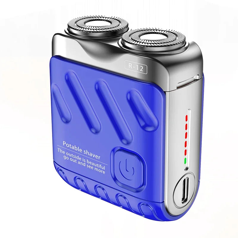 Portable Dual-Head Electric Shaver - Waterproof USB-C Rechargeable Rotary Razor for Men