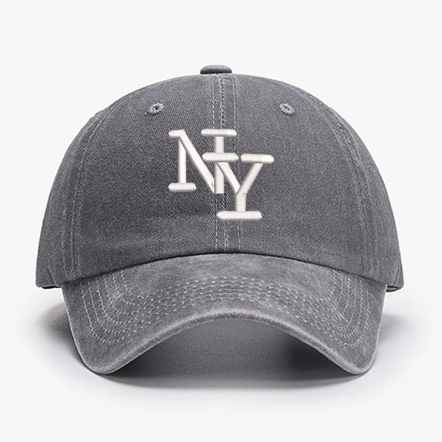 NY Embroidered Vintage Baseball Cap - Water Washed Sunscreen Hat for Sports & Fishing