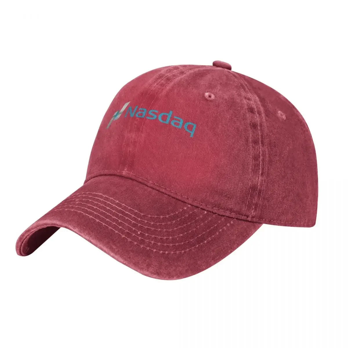 Nasdaq Logo Trucker Hat - Knitted Texture Denim Cap for Men's Summer Wear