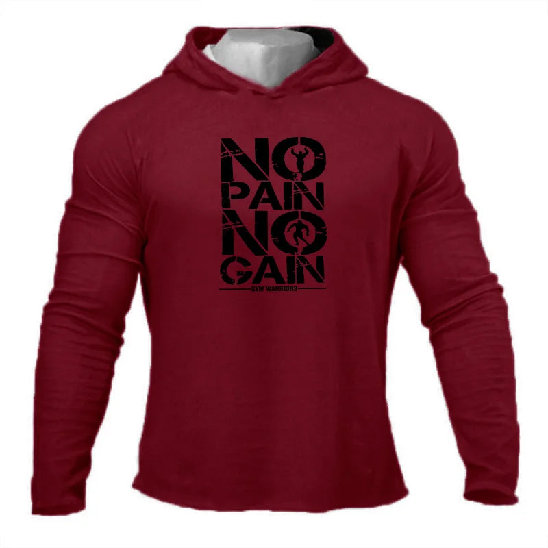 Men's Hooded Fitness Shirt - Long Sleeve Slim Fit Workout Top for Gym & Running