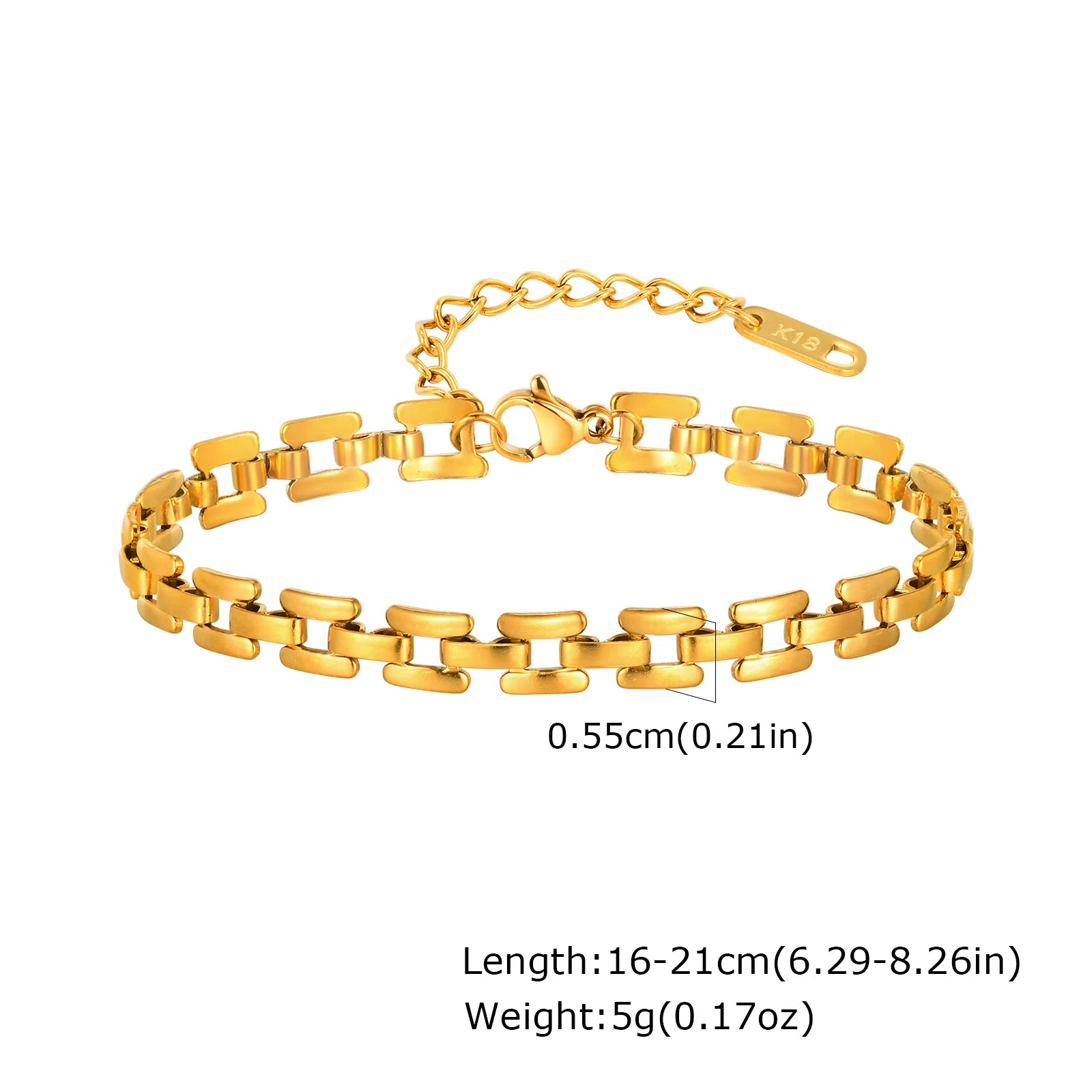 Chunky Stainless Steel Link Chain Bracelet – Gold Plated Layering Jewelry