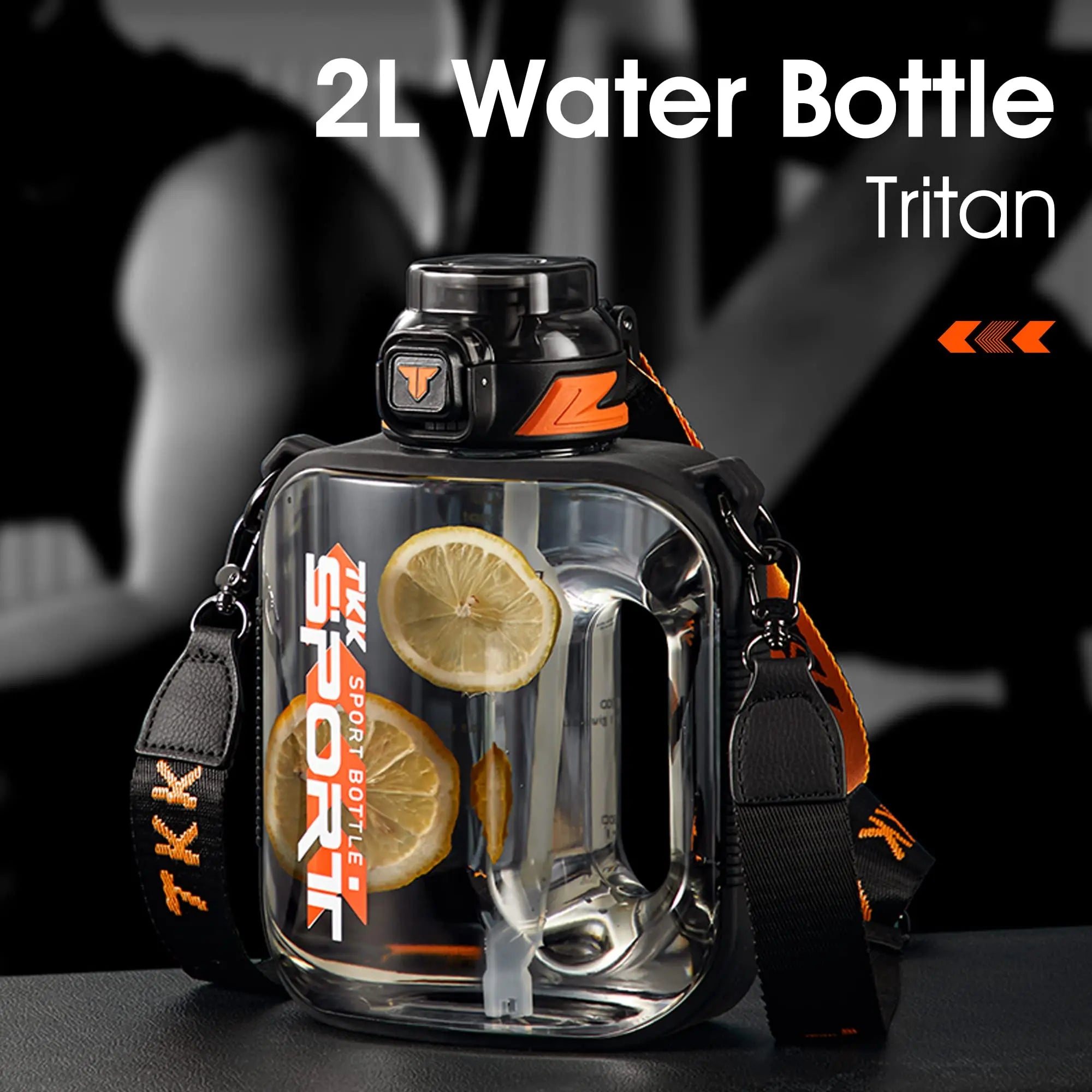 Premium TRITAN Water Bottle 2L - Large Gym Fitness Jug