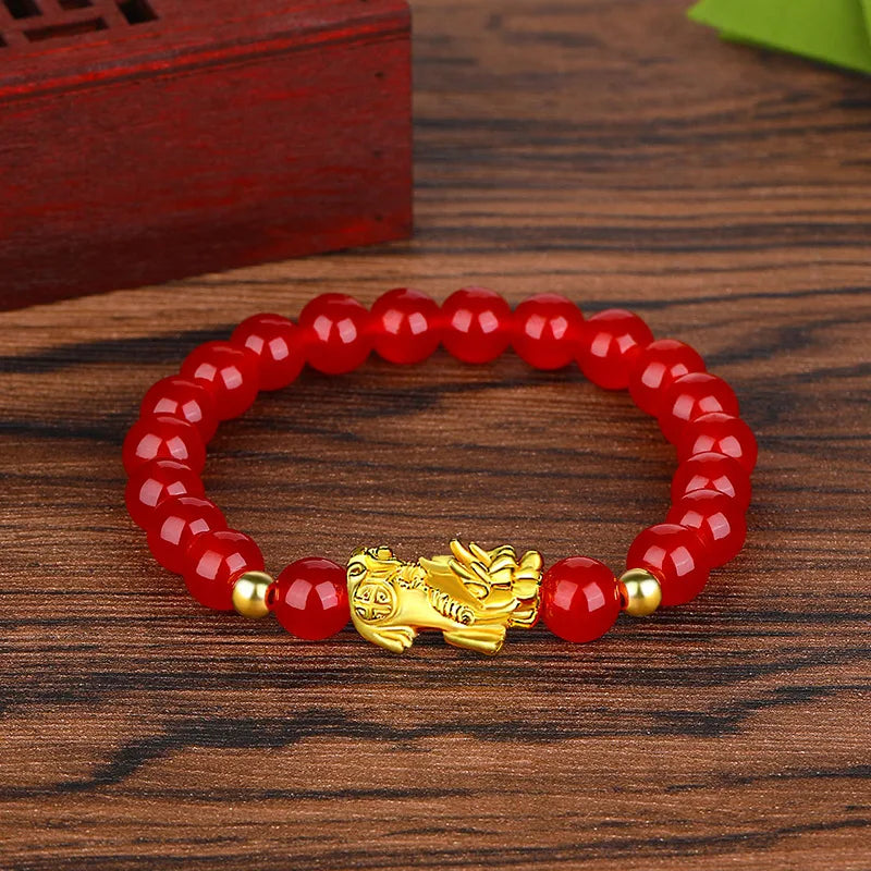 Feng Shui Wealth Pixiu Bracelet Men Women Black Obsidian Beads Chakra Meditation Yoga Bracelet Change Color Pi Xiu Jewelry Gift