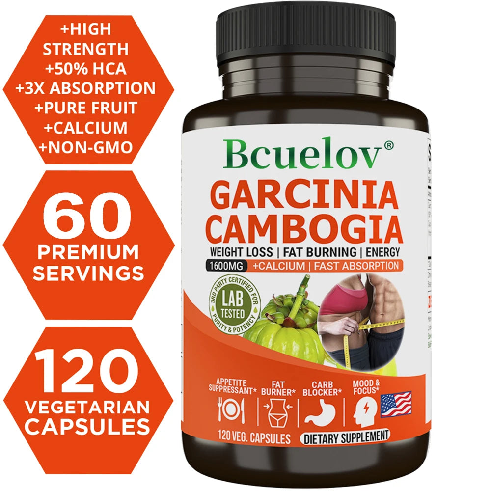 Garcinia Cambogia Capsules - Natural Fat Burner & Appetite Suppressant for Weight Loss