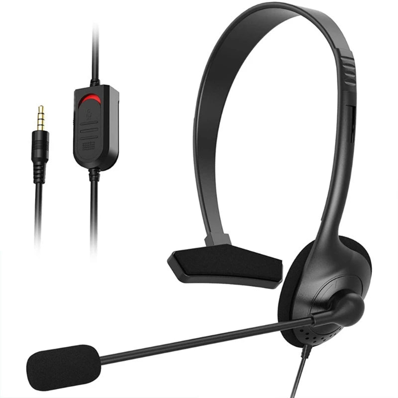 USB Headset with Microphone Single-Sided Computer Headphone Lightweight Call Center Wired Headset for PC/Laptop/Computer
