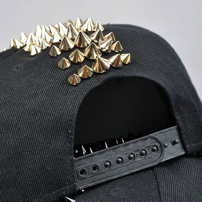 Five Row Rivet Baseball Cap - Hip-Hop Flat Brim Hat for B-Boy Street Dance & Break Dance
