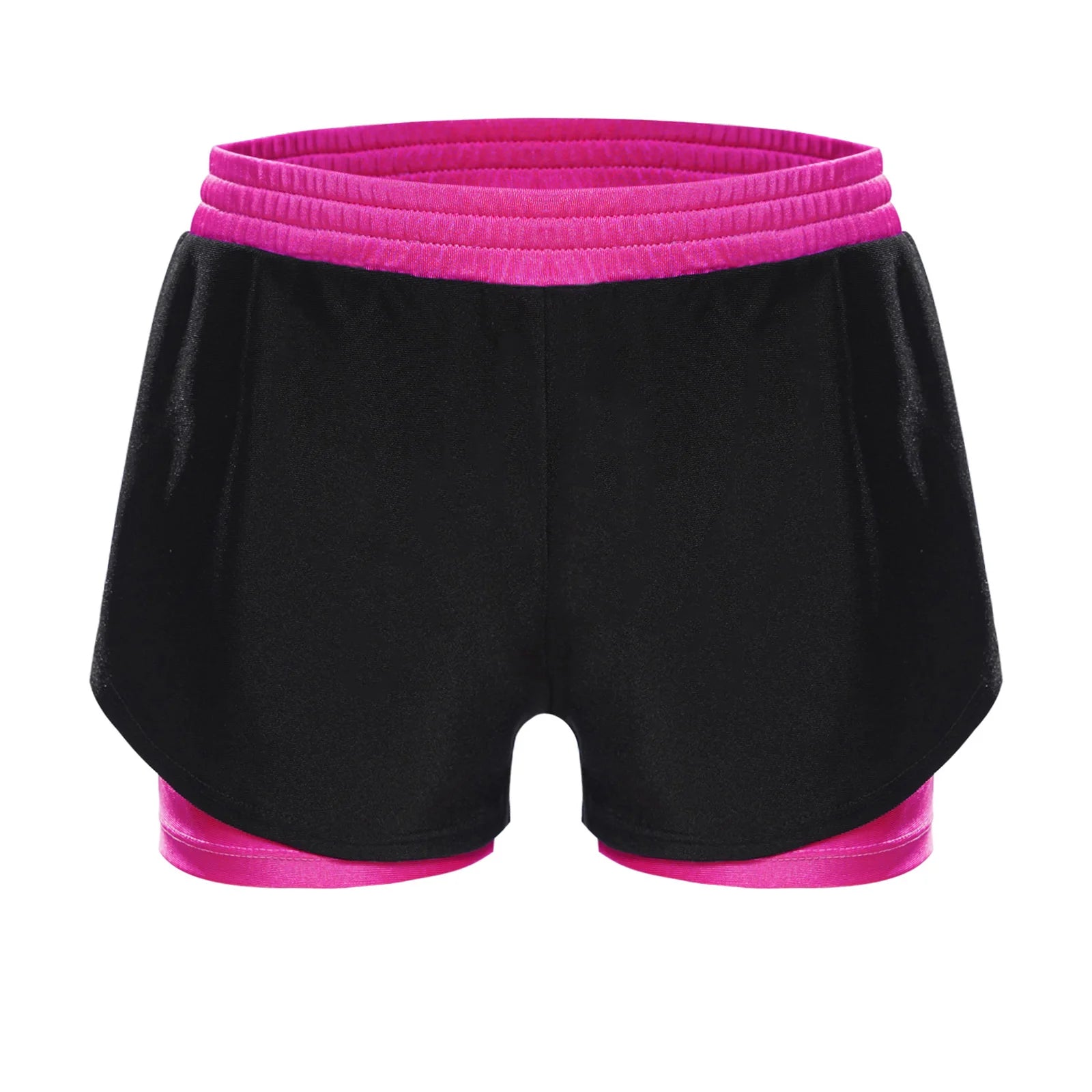 Girls Athletic Shorts - Double-Layer Sports Shorts for Yoga, Running & Workout (Ages 4-14)
