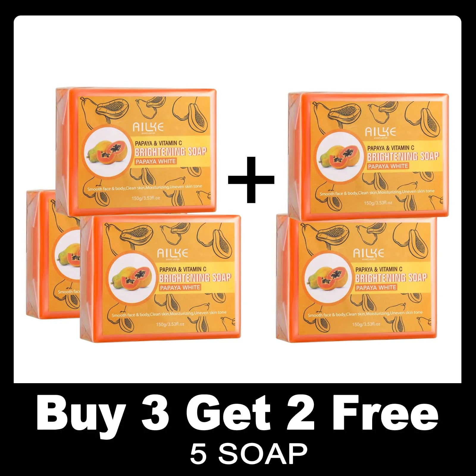 AILKE Papaya Cleansing Soap – Brightening-Look Face & Body Bar
