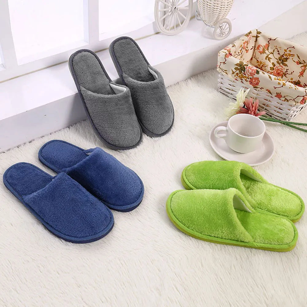 Men's Winter Slippers - Warm Plush Velvet Non-Slip Indoor House Shoes