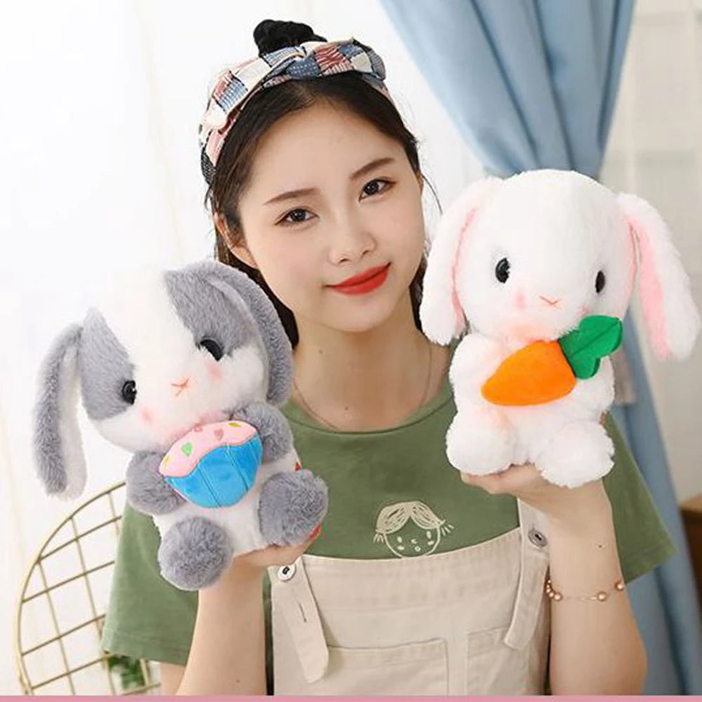 22CM Kawaii Long Ear Bunny Plush Toy Cute Soft Princess Wind Bunny Doll For Friends Birthday Christmas Gift