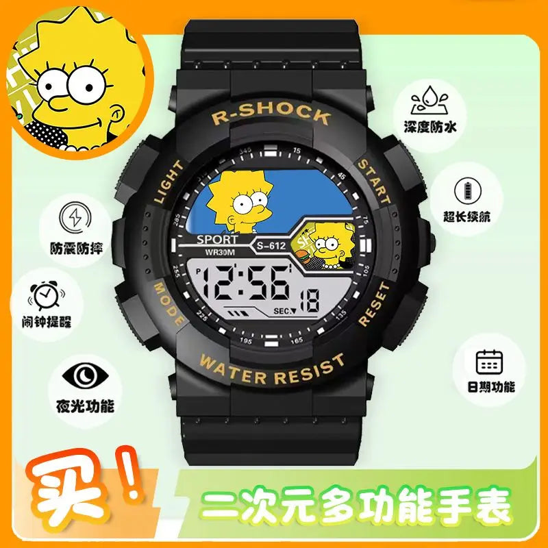 The Simpsons Anime Waterproof Watch – Sports Chronograph Electronic Watch for Boys & Girls