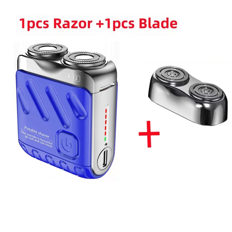 Portable Dual-Head Electric Shaver - Waterproof USB-C Rechargeable Rotary Razor for Men