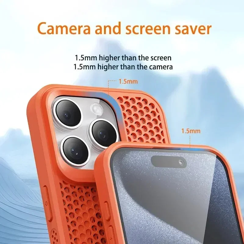 Cooling iPhone Case – Heat Dissipation Breathable Hard Cover with MagSafe for iPhone 17, 16, 15, 14, 13, 12, 11