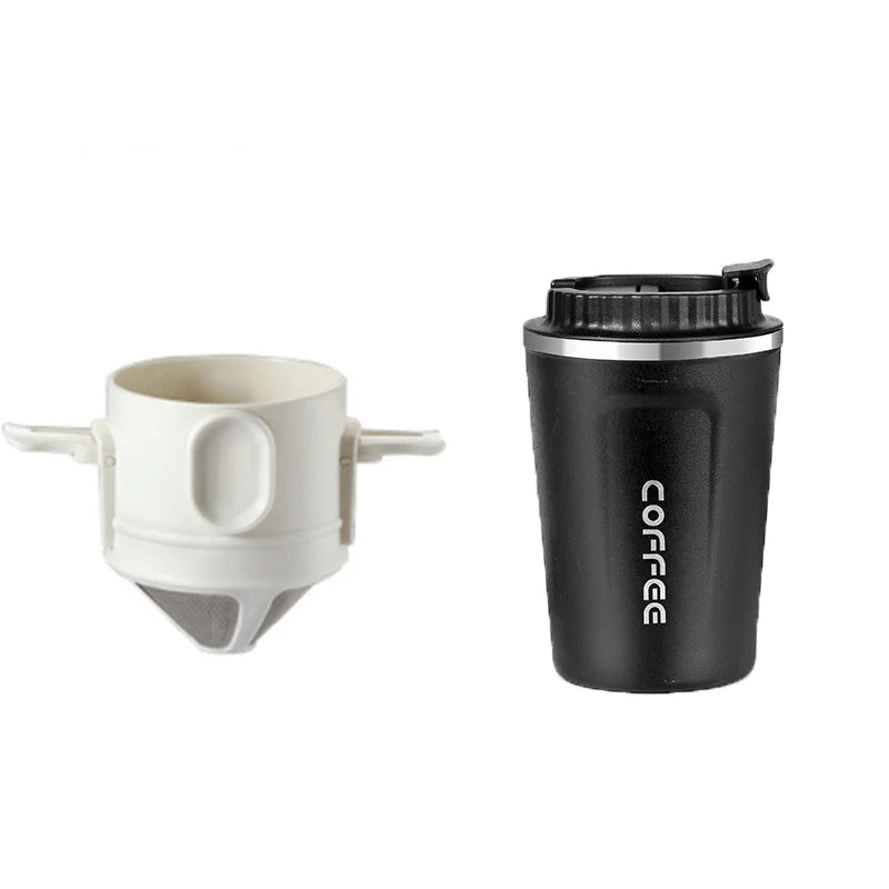Portable Stainless Steel Coffee Dripper Set - Reusable Pour Over Filter with Mug for Travel & Camping
