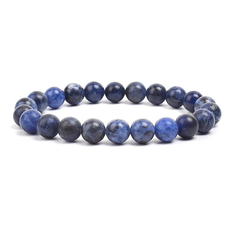 Natural Stone Beads Bracelet – Amethyst, Quartz, Jade & Agate Healing Bangle