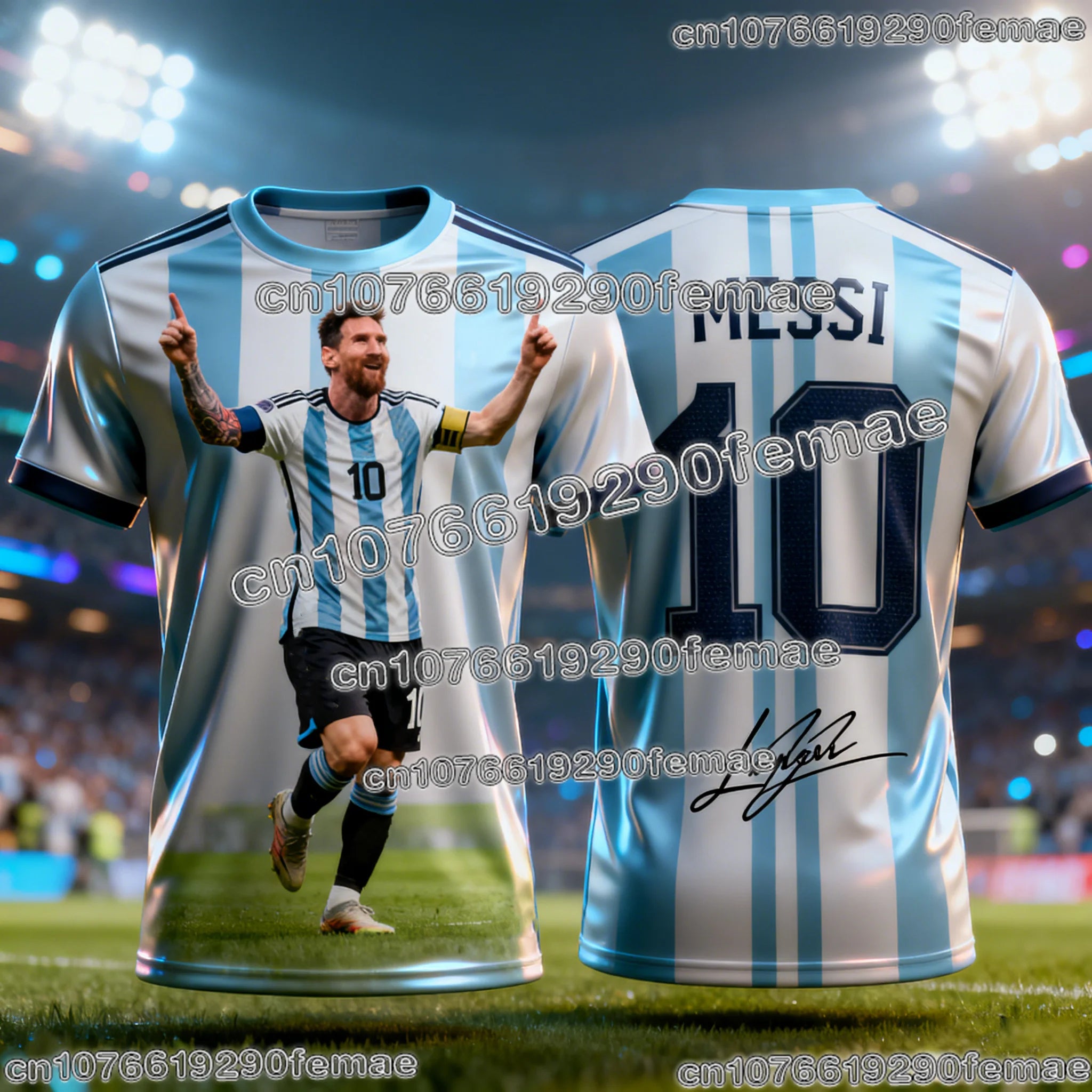 Messi Commemorative Football T-Shirt - Graphic Print Jersey Style