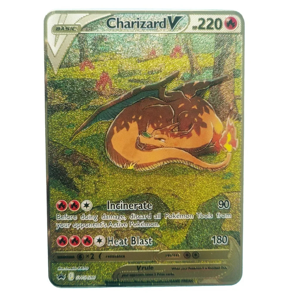 Pokemon Gold Metal Cards – 20 Styles Mewtwo, Pikachu GX & Charizard VMAX Set