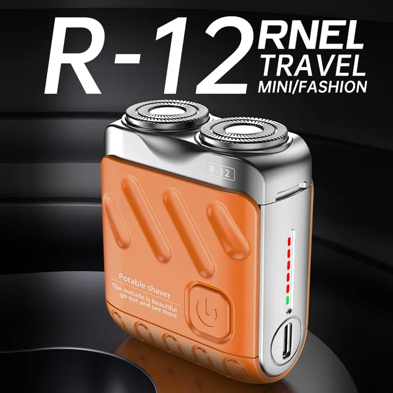 Portable Dual-Head Electric Shaver - Waterproof USB-C Rechargeable Rotary Razor for Men