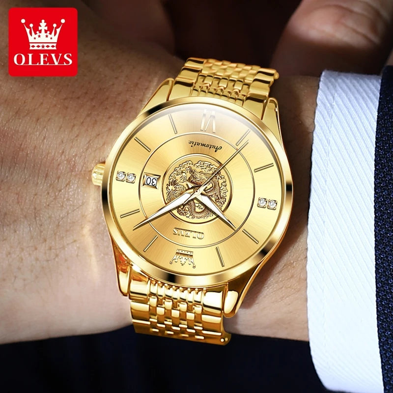 OLEVS 6693 Automatic Mechanical Watch - Dragon Relief Men's Luxury Watch