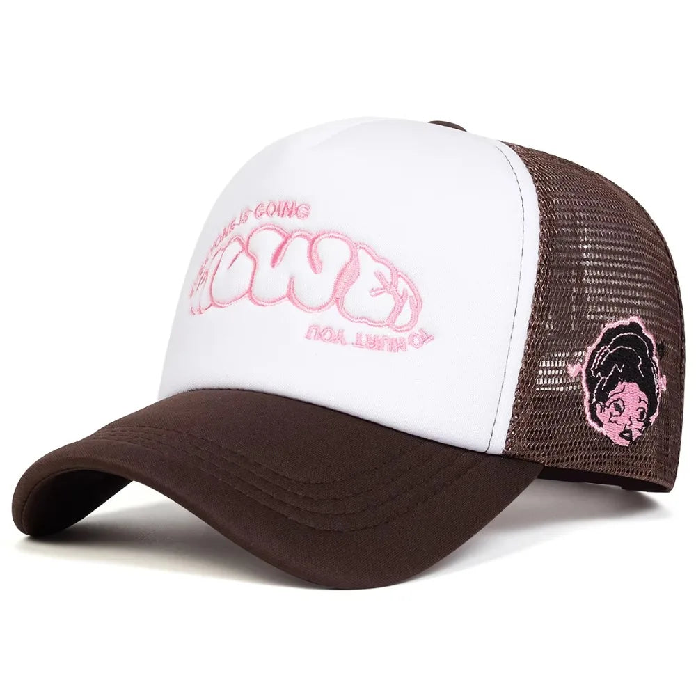 "Everyone Is Going" Letter Embroidered Trucker Cap - Breathable Hip-Hop Snapback Hat