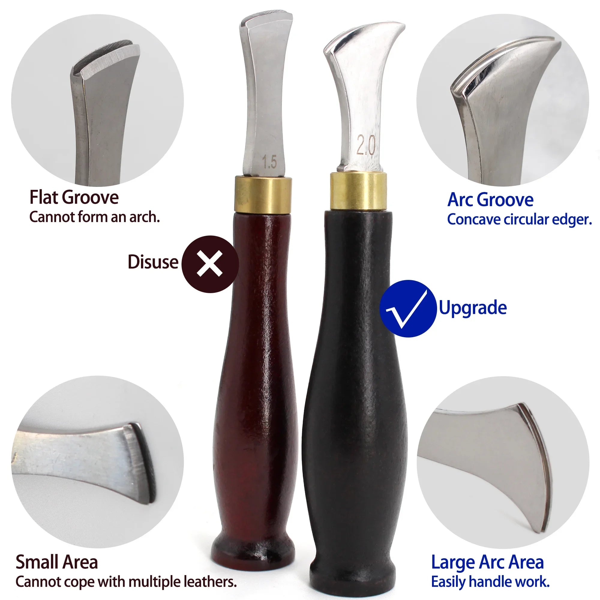 Leather Edge Creaser Tool – 1.0mm to 2.5mm Stainless Steel for Leathercraft