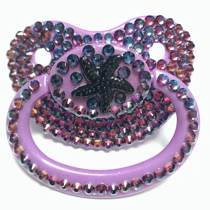 MIYOCAR Handmade Adult Bling Pacifier – Purple Silicone Gem Dummy