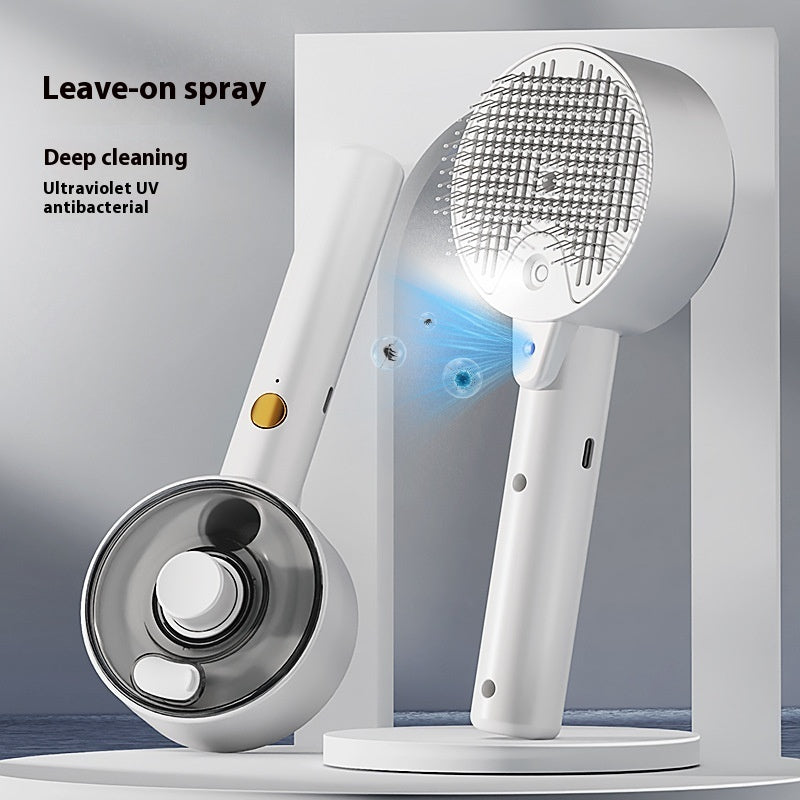 Pet Spray Grooming Comb – UV Sterilization & Mist Brush for Dogs & Cats