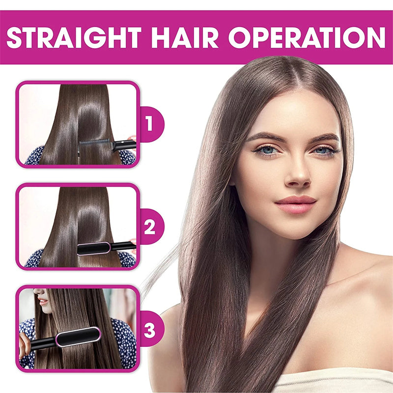 2-in-1 Hair Straightener & Curling Comb – Negative Ion, 10 Heat Settings