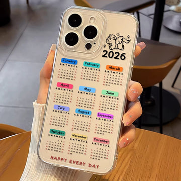 2026 Calendar iPhone Case – Clear Shockproof Cover with Built-In Calendar | iPhone 13 to 17 Pro Max